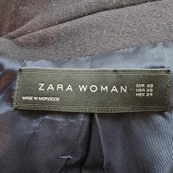 ZARA Woman Bloggers Fave Wool Blend Navy Silver Studded Coat in XS - Picture 9 of 13